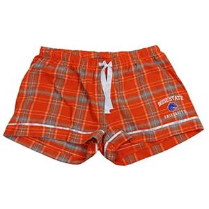 Image of BOISE STATE WOMEN FLANNEL SHORT WITH BOTTOM LEG LOGO -  brntorgkngstn